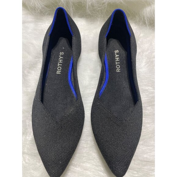 Rothys Womens Pointed Toe Flats Black & Blue Slip-On Shoes Size 10 - Picture 2 of 8